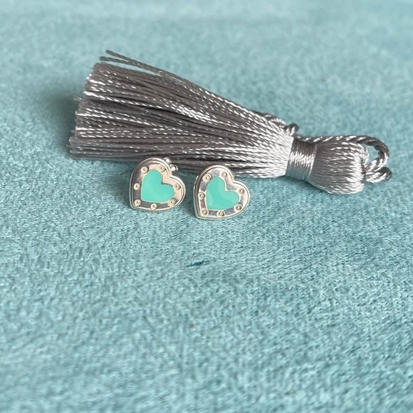 Tiffany & Co Love Blue Enamel Heart Earring - Picture 1 of 4